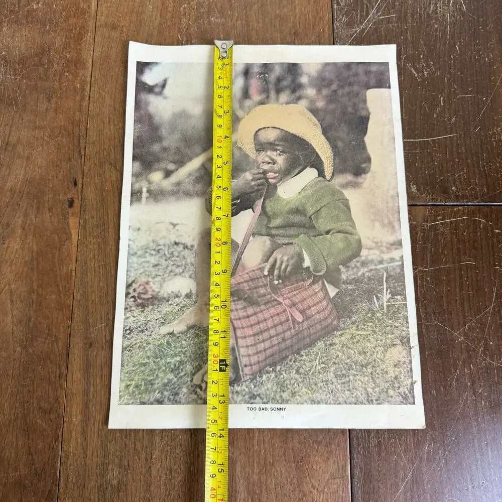 Antique Colorized Too Bad Sonny Little Boy Crying Vintage Wall Decor litho print